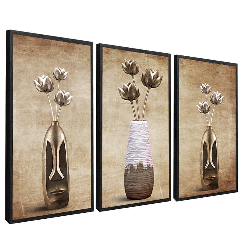 3 Pieces Vase and Flower V1437 Canvas