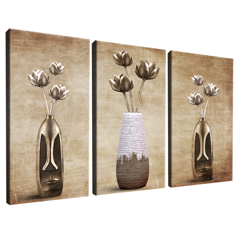 3 Pieces Vase and Flower V1437 Canvas