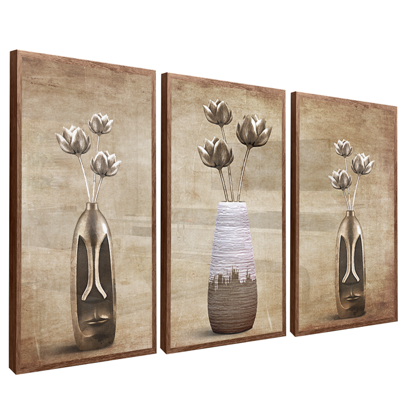 3 Pieces Vase and Flower V1437 Canvas