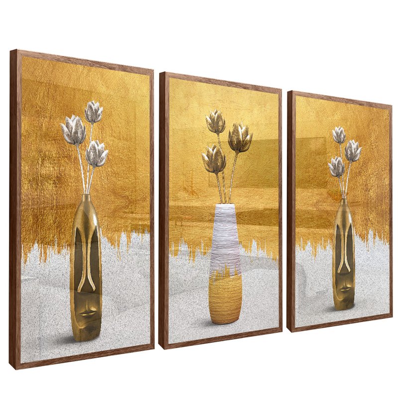 3 Pieces Vasos Gold V401 Canvas