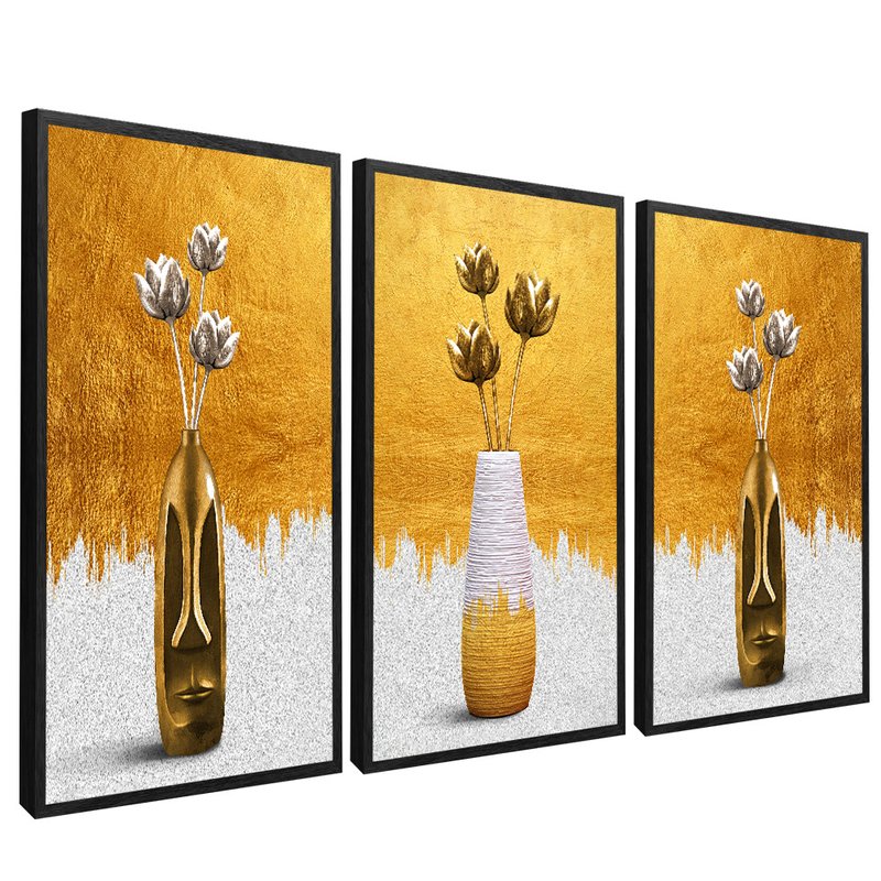 3 Pieces Vasos Gold V401 Canvas