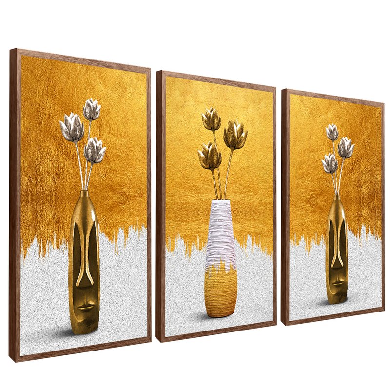 3 Pieces Vasos Gold V401 Canvas