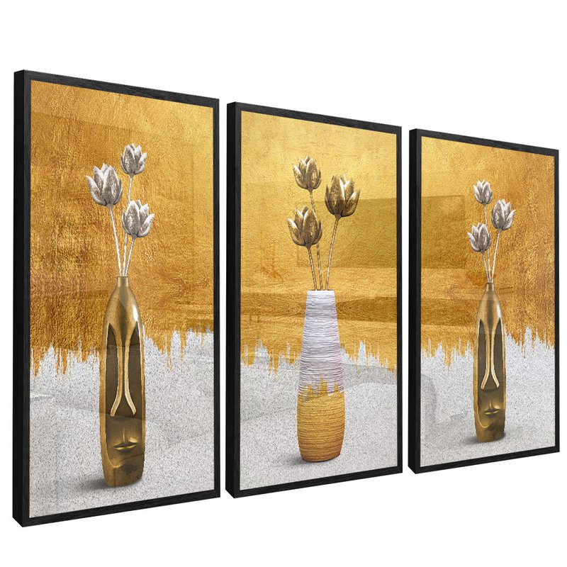 3 Pieces Vasos Gold V401 Canvas