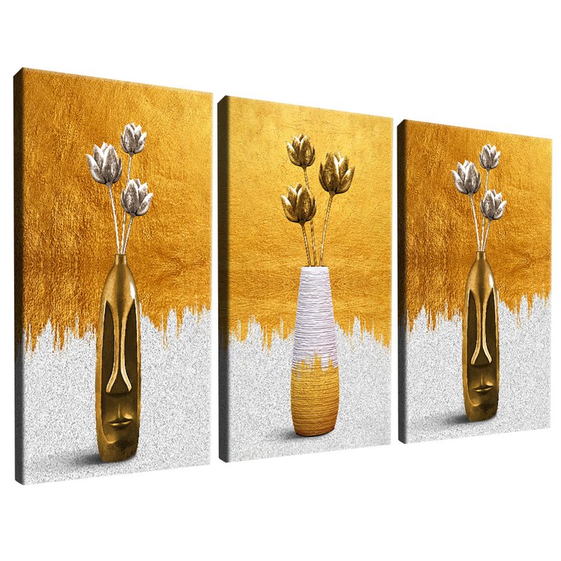 3 Pieces Vasos Gold V401 Canvas