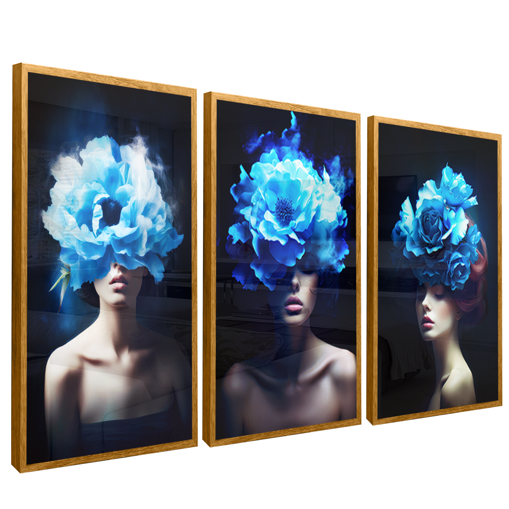 3 Pieces Women and Hydrangea V1499 Canvas