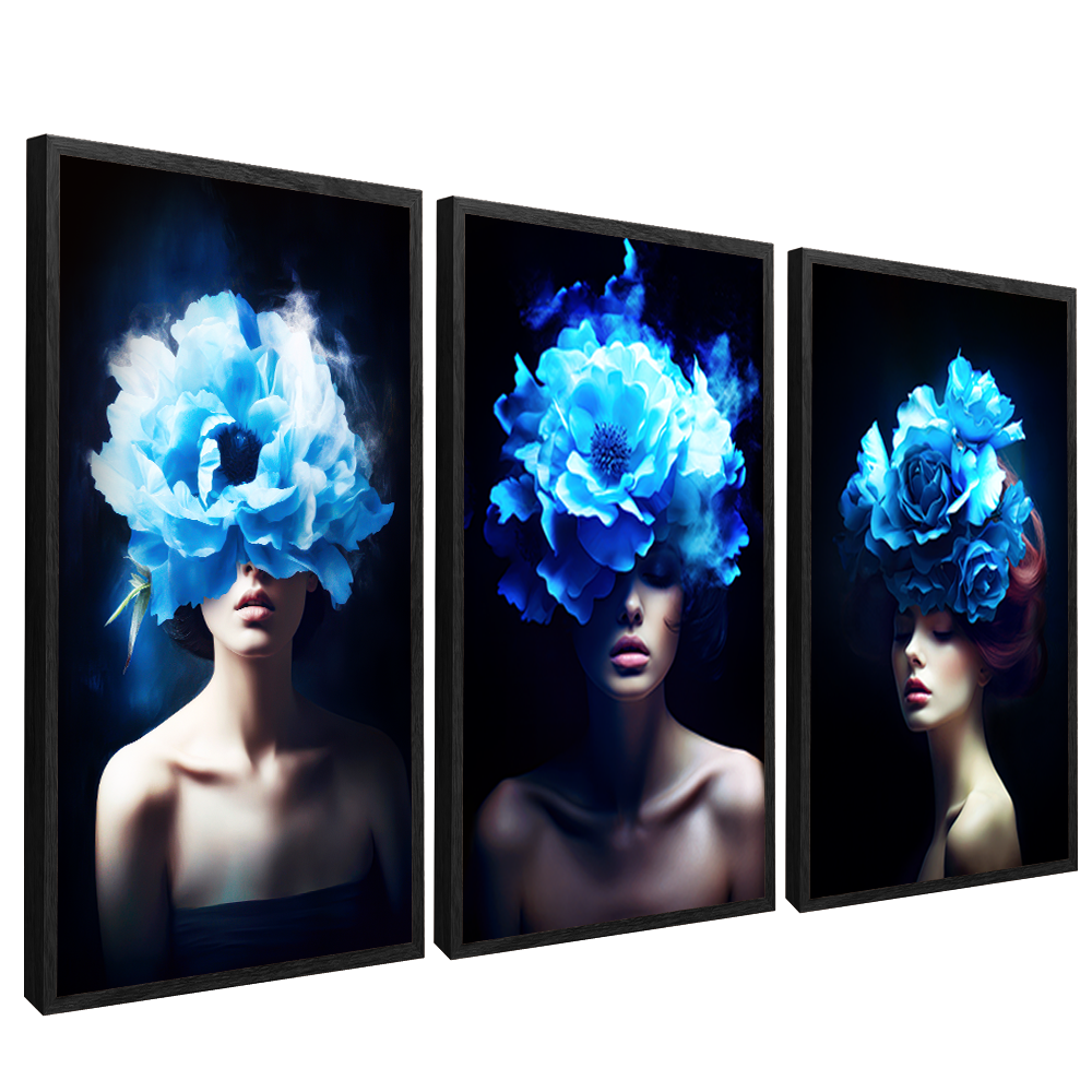 3 Pieces Women and Hydrangea V1499 Canvas