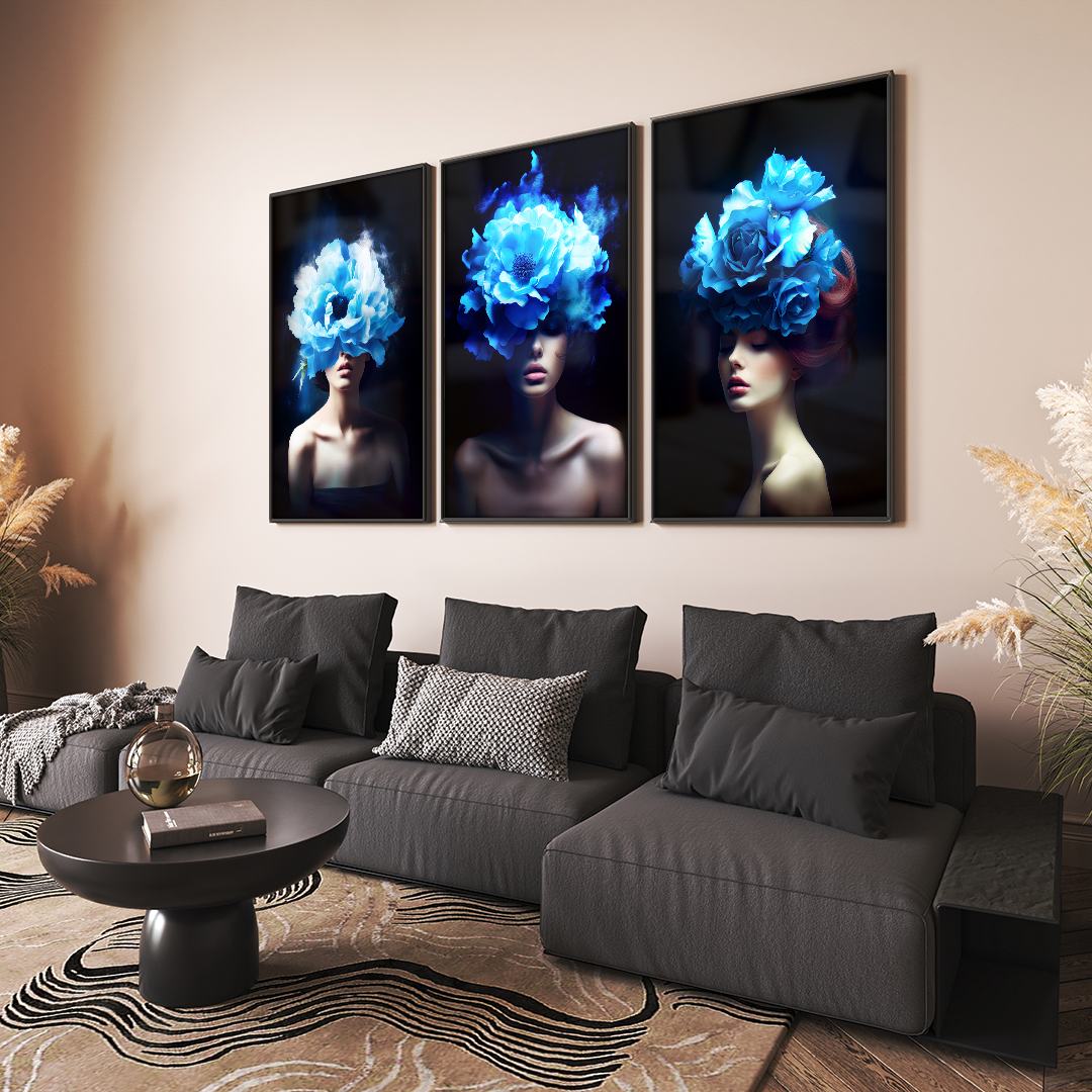 3 Pieces Women and Hydrangea V1499 Canvas