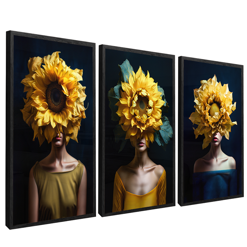 3 Pieces Women and Sunflowers V1468 Canvas