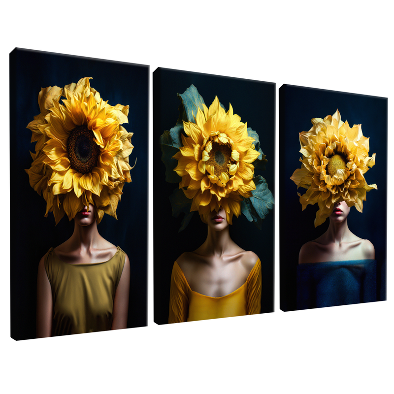 3 Pieces Women and Sunflowers V1468 Canvas