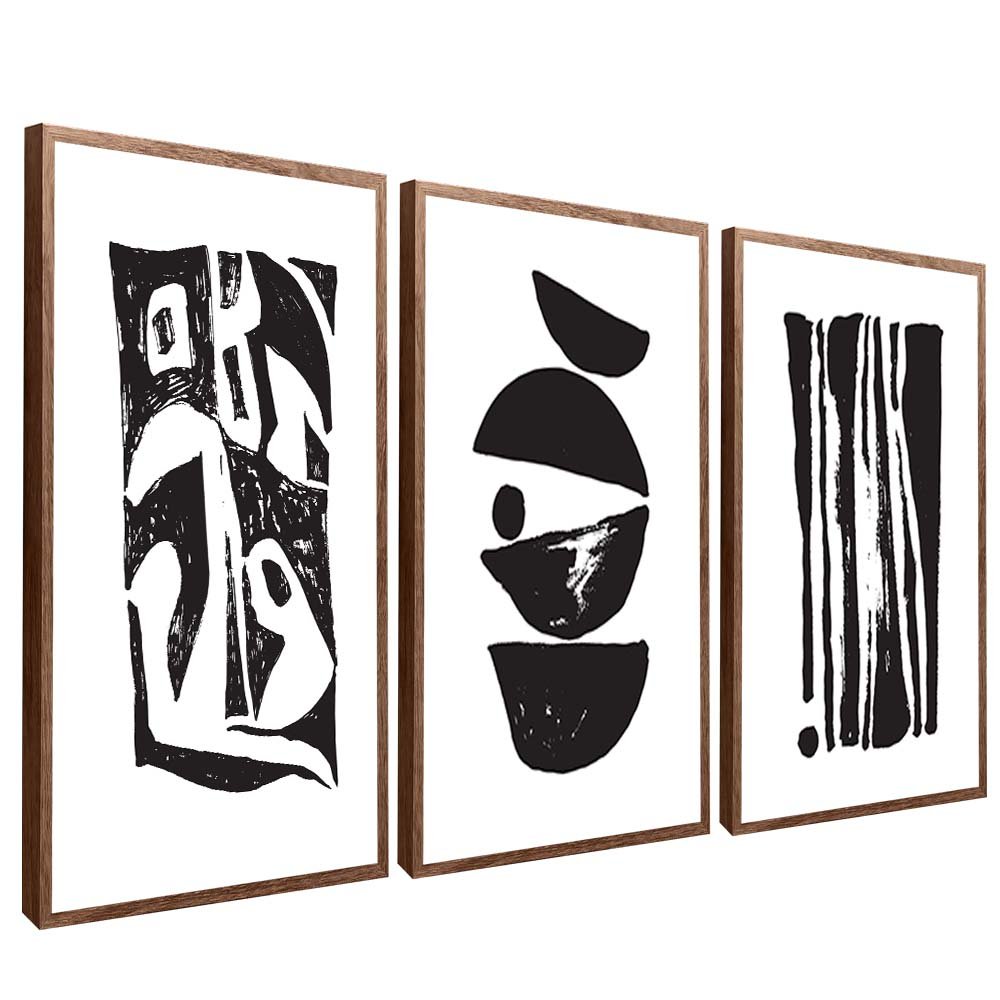 3 pieces - Abstract Symbols in Nanking Canvas