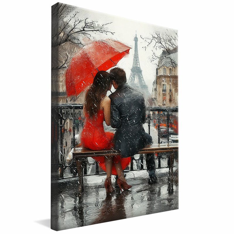 Couple in the Rain in Paris V1104 Canvas