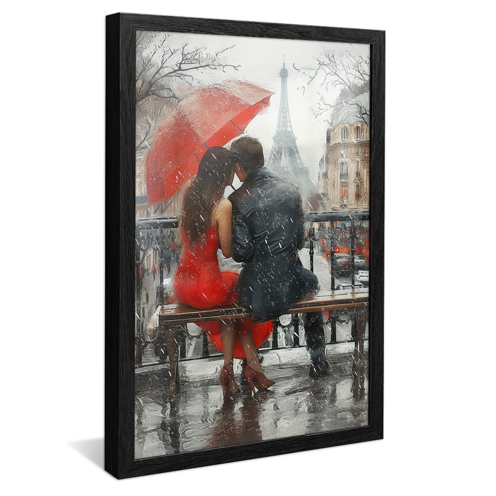 Couple in the Rain in Paris V1104 Canvas