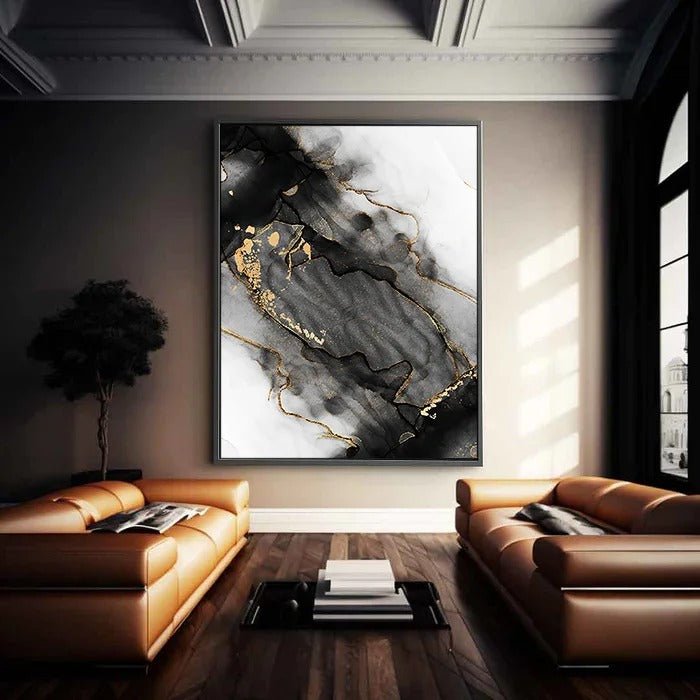 Abstract Black Marble Canvas