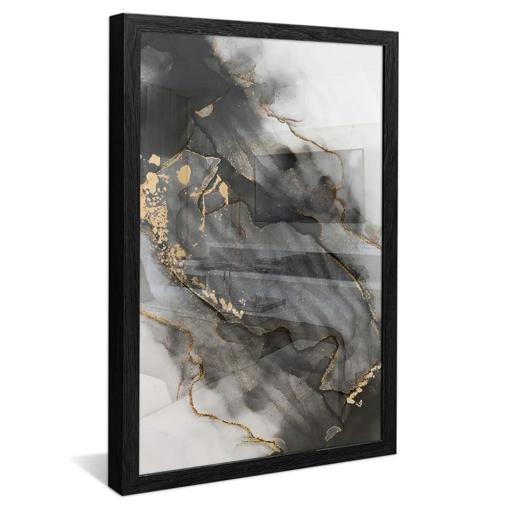 Abstract Black Marble Canvas