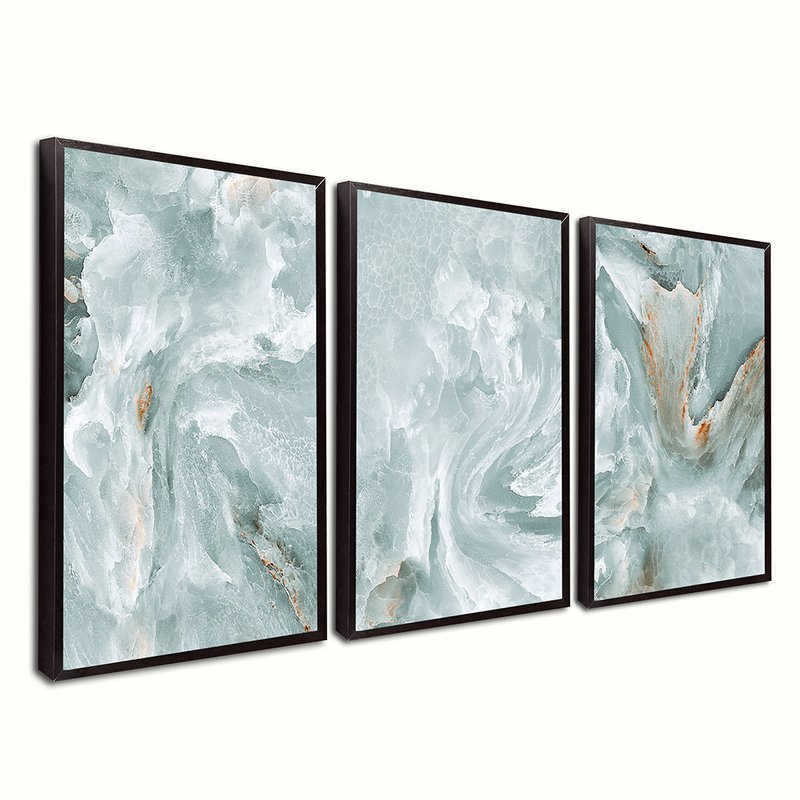 Abstract Blue Marmoreo Blue Kit 3 Screens Canvas