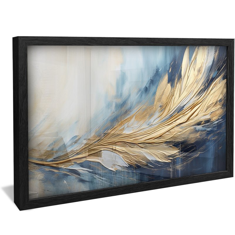 Abstract Blue and Gold Painting V85 Canvas