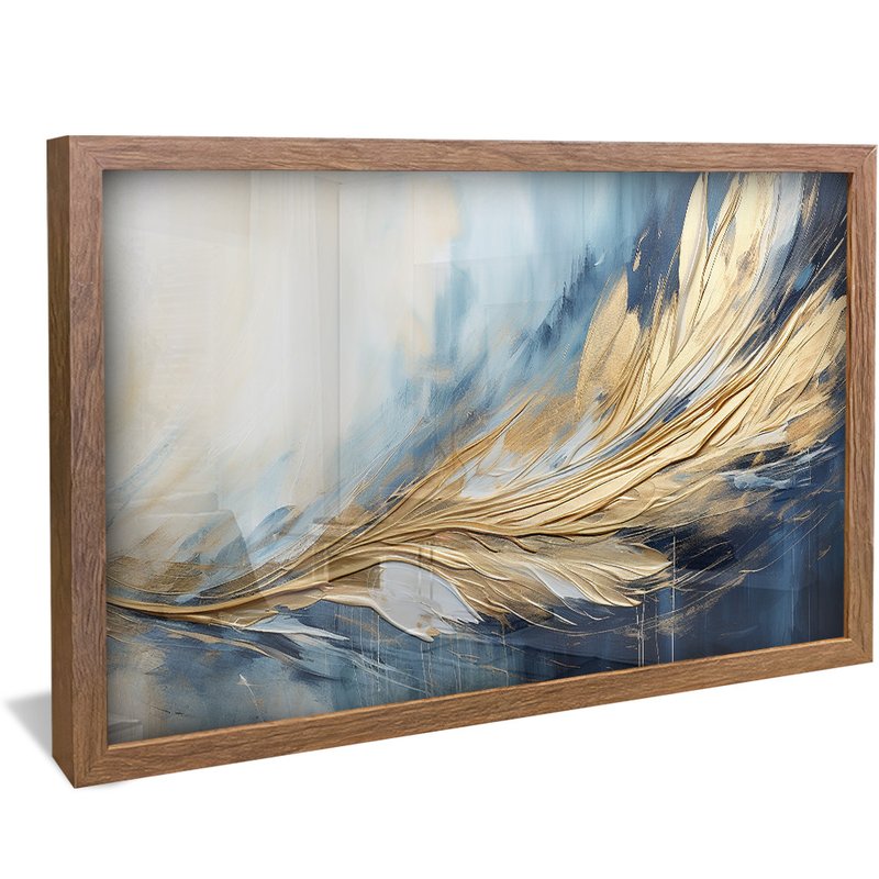 Abstract Blue and Gold Painting V85 Canvas