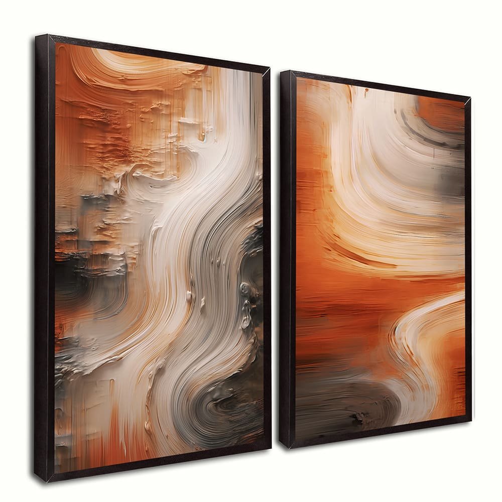 Abstract Brushstrokes v987 - Set of 2 Canvases