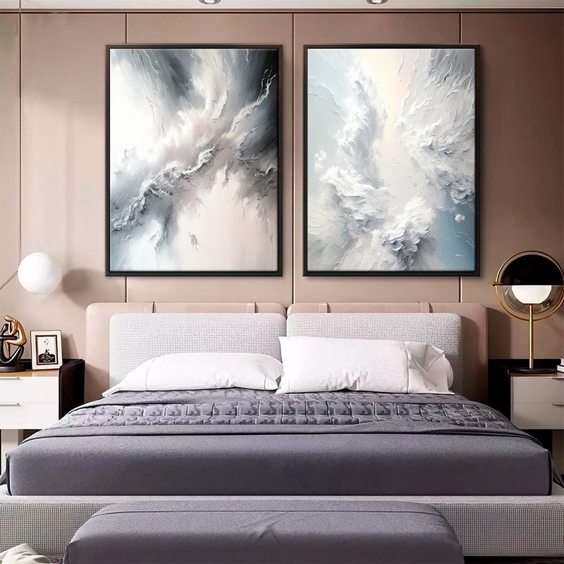 Abstract Clouds Clean Kit with 2 Frames Canvas