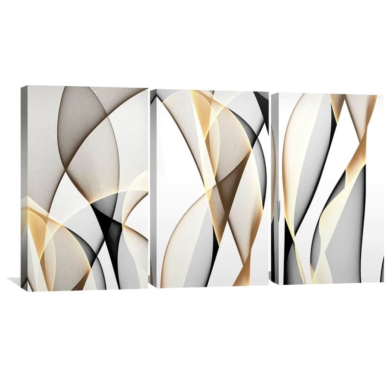 Abstract Contrasting Waves 3 Screens Canvas