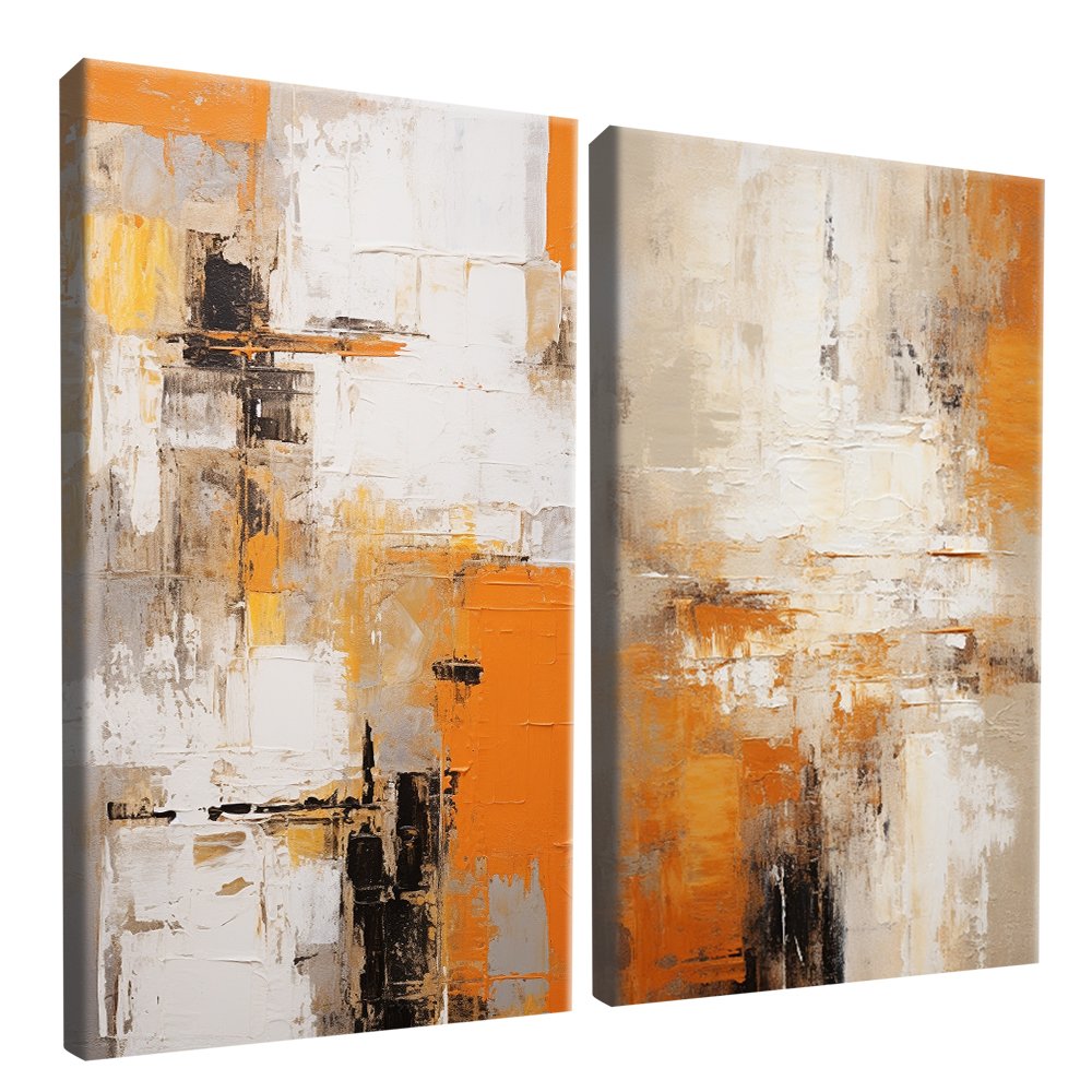 Abstract Cream and Brown - Set of 2 Canvases