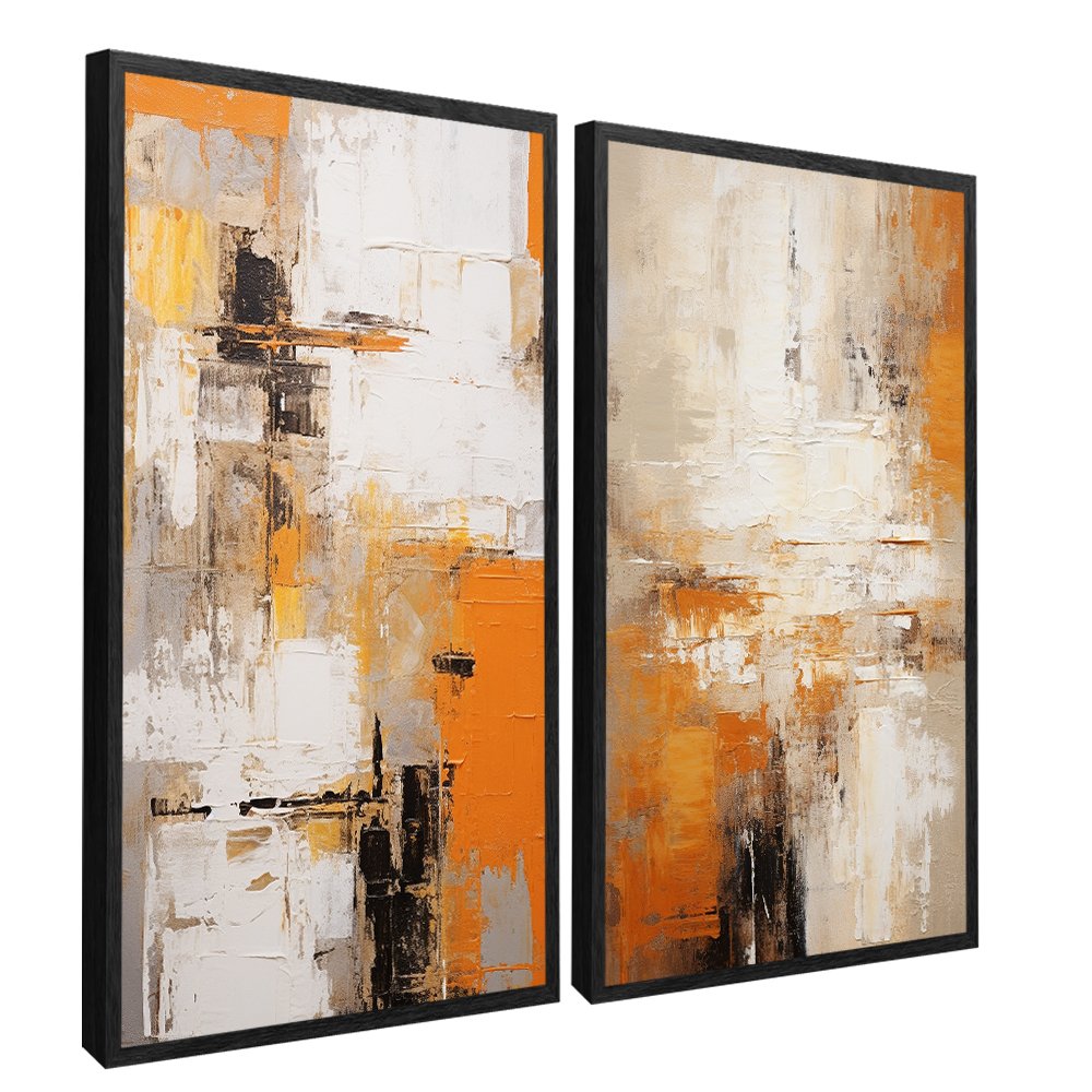 Abstract Cream and Brown - Set of 2 Canvases