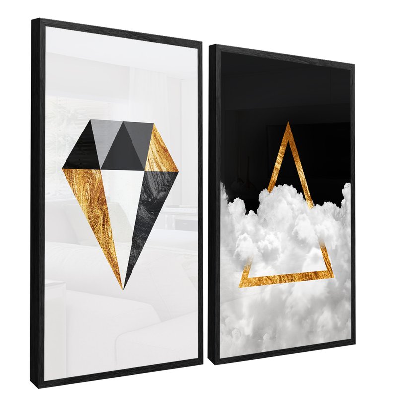 Abstract Diamond and Triangle Kit with 2 Frames Canvas