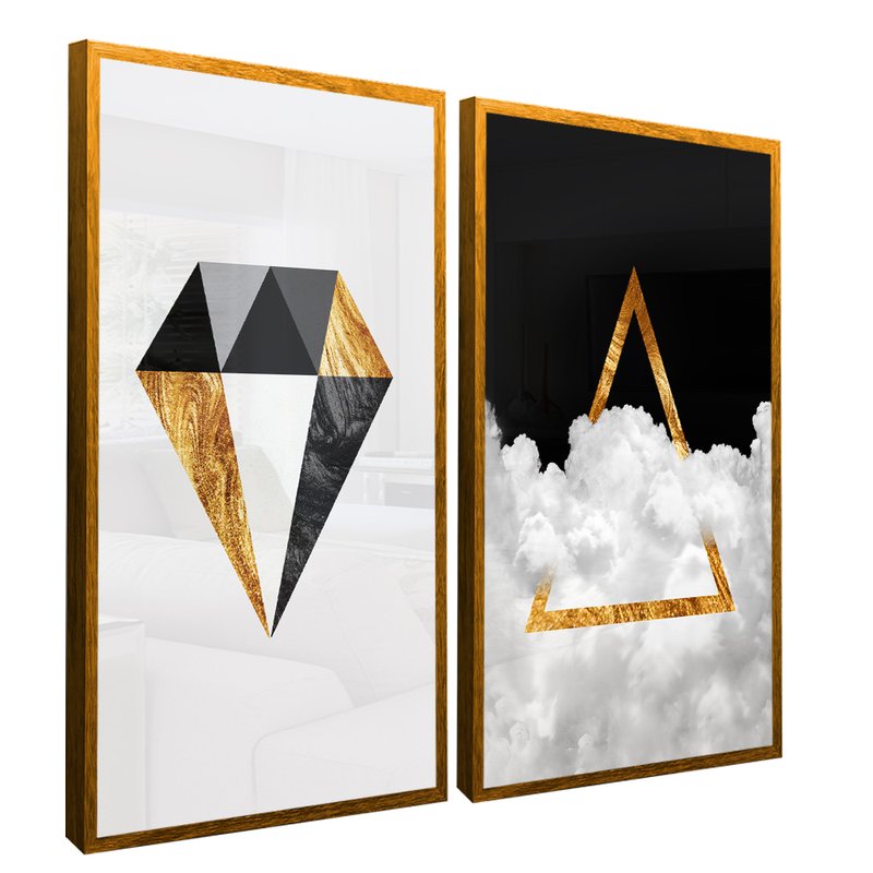 Abstract Diamond and Triangle Kit with 2 Frames Canvas