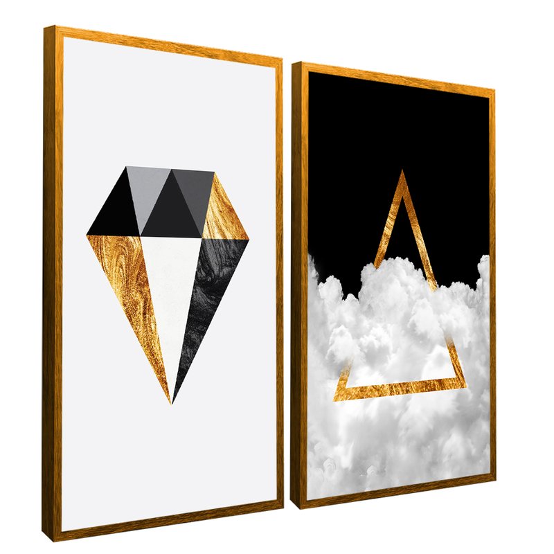 Abstract Diamond and Triangle Kit with 2 Frames Canvas