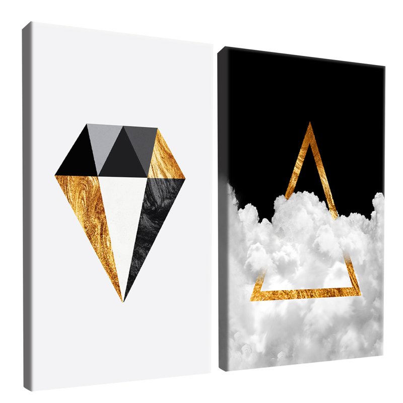 Abstract Diamond and Triangle Kit with 2 Frames Canvas