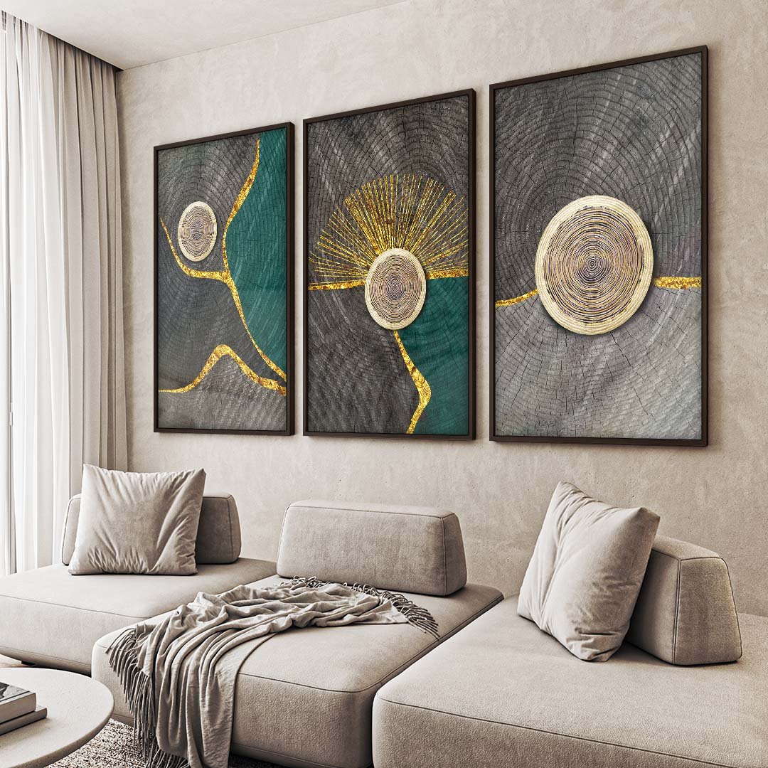 Abstract Geometry Trio Canvas