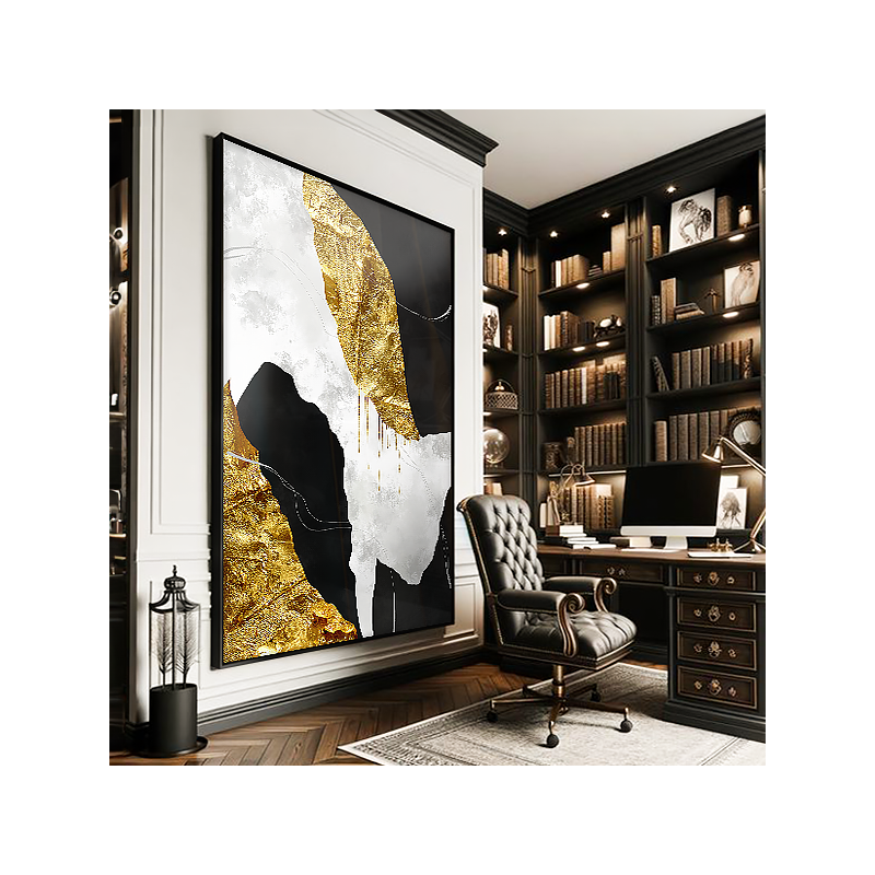 Abstract Golden Sheet on Marble V947 Canvas