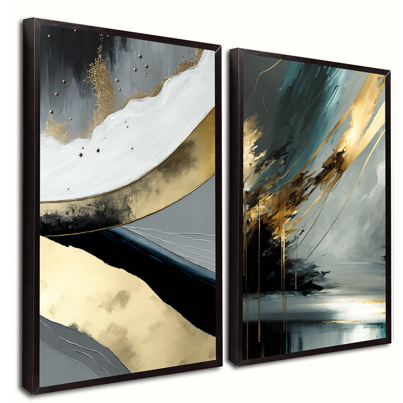 Abstract Gray Luxury and Gold Kit with 2 Tables Canvas