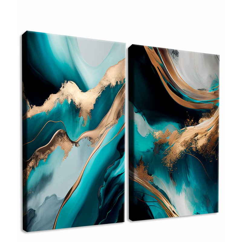 Abstract Green Luxury and Gold Kit with 2 Tables Canvas