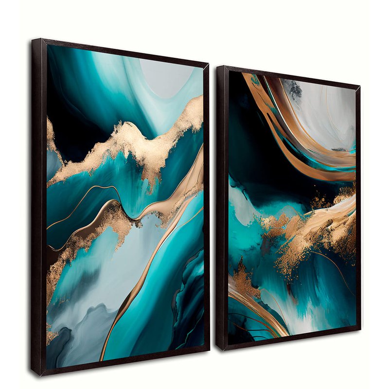 Abstract Green Luxury and Gold Kit with 2 Tables Canvas