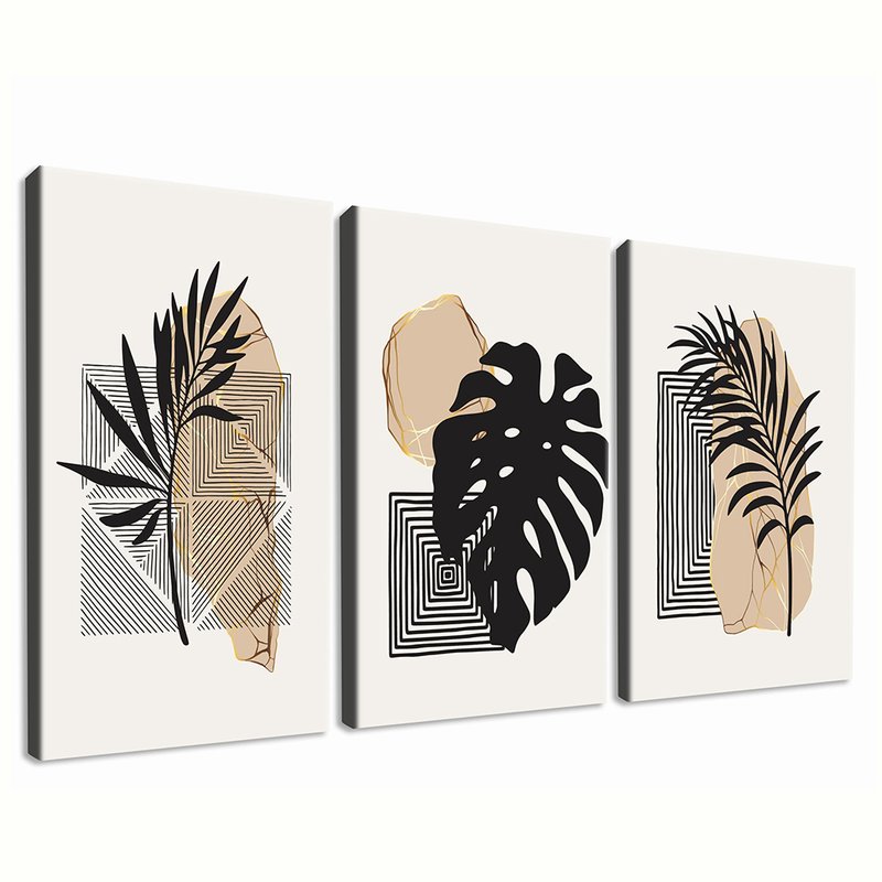 Abstract Leaves Minimalist 3 Screen Kit Canvas