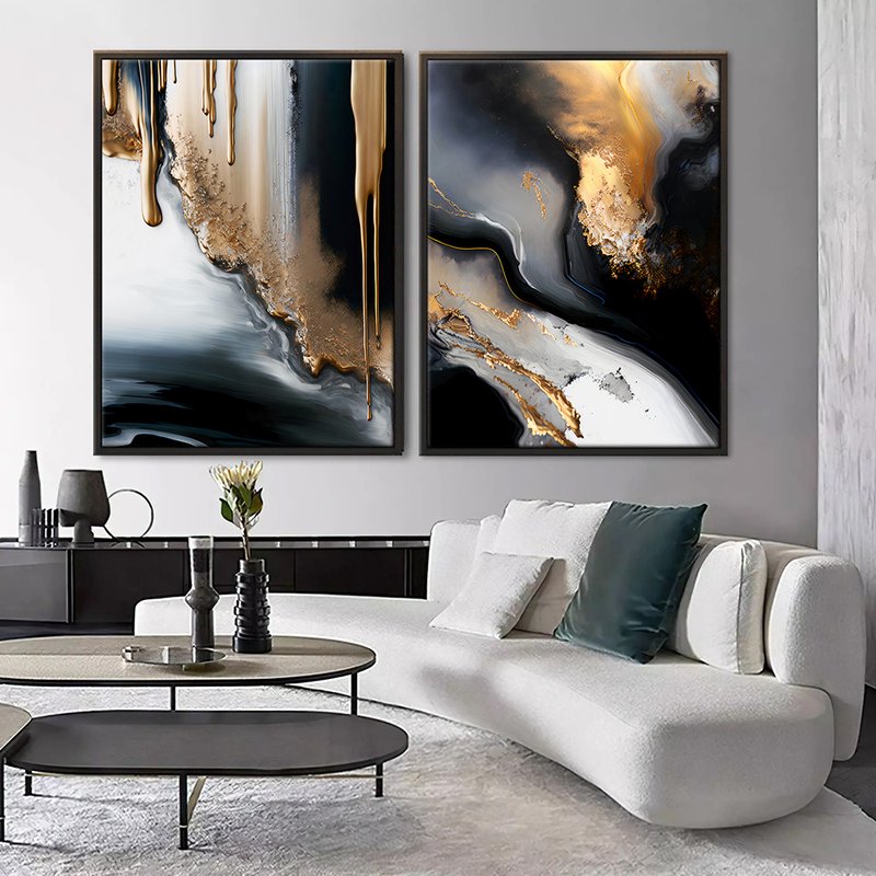 Abstract Luxury Gold Drilling Kit with 2 Tables Canvas