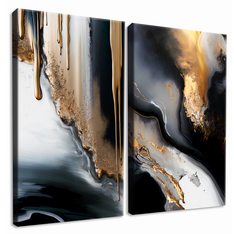 Abstract Luxury Gold Drilling Kit with 2 Tables Canvas