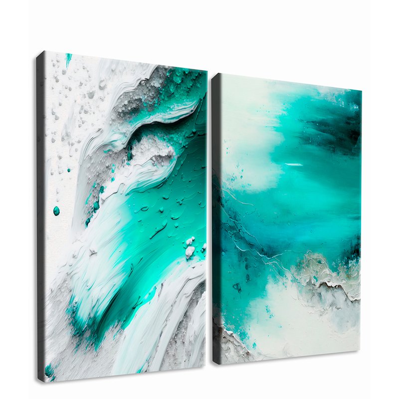 Abstract Luxury Oil Blue and White Kit with 2 Tables Canvas