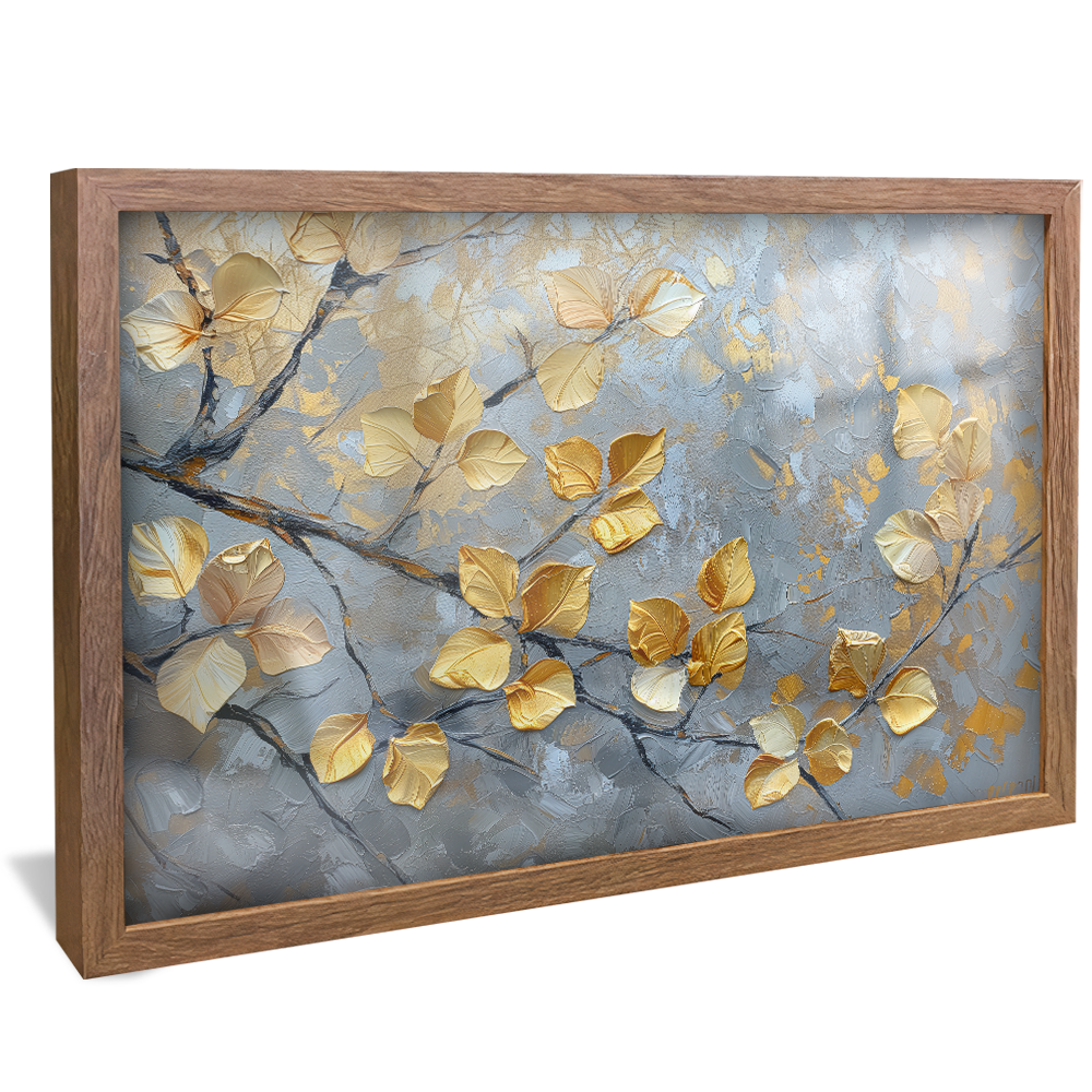 Abstract Oil Painting Golden Leaves V1165 Canvas