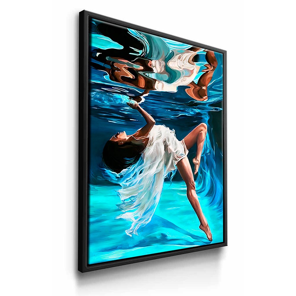 Abstract Painting Woman in Pool Canvas