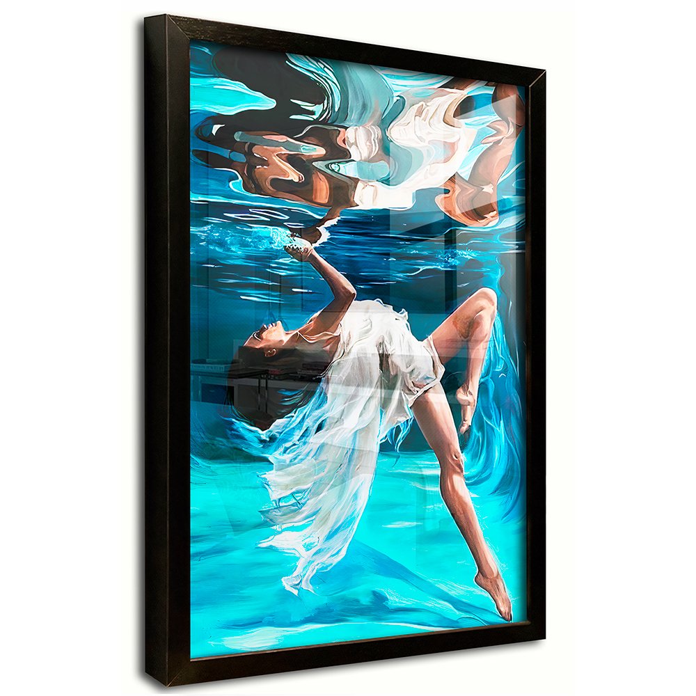 Abstract Painting Woman in Pool Canvas