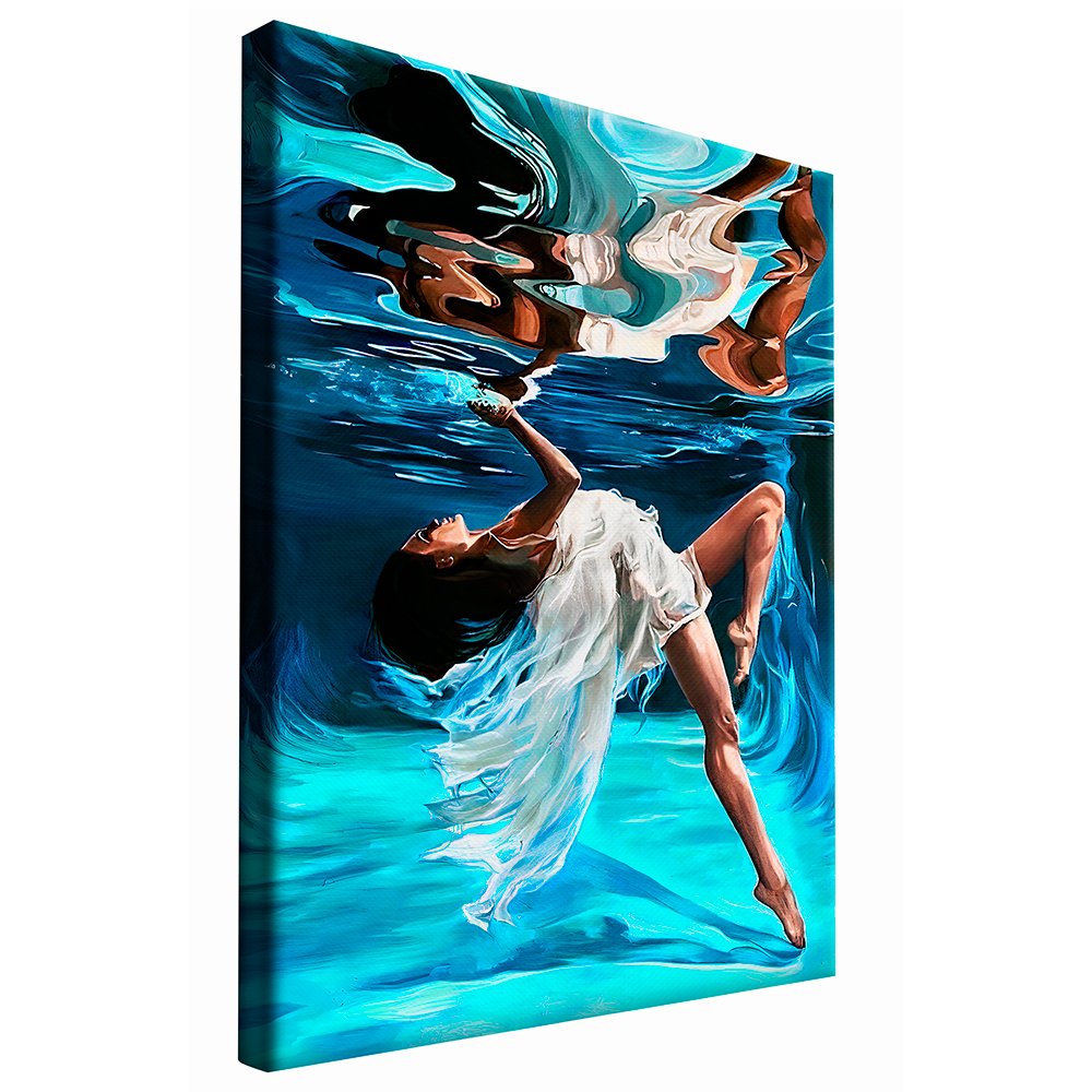 Abstract Painting Woman in Pool Canvas