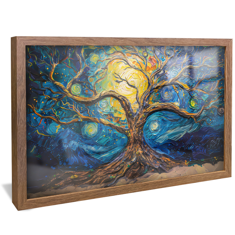 Abstract Tree against Moonlight V1260 Canvas