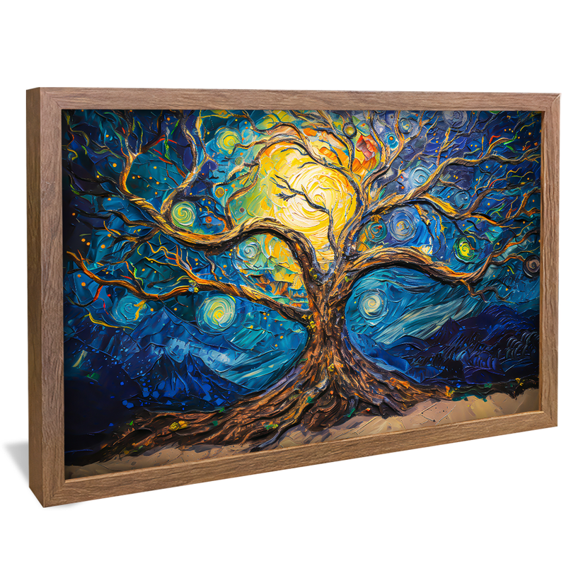 Abstract Tree against Moonlight V1260 Canvas