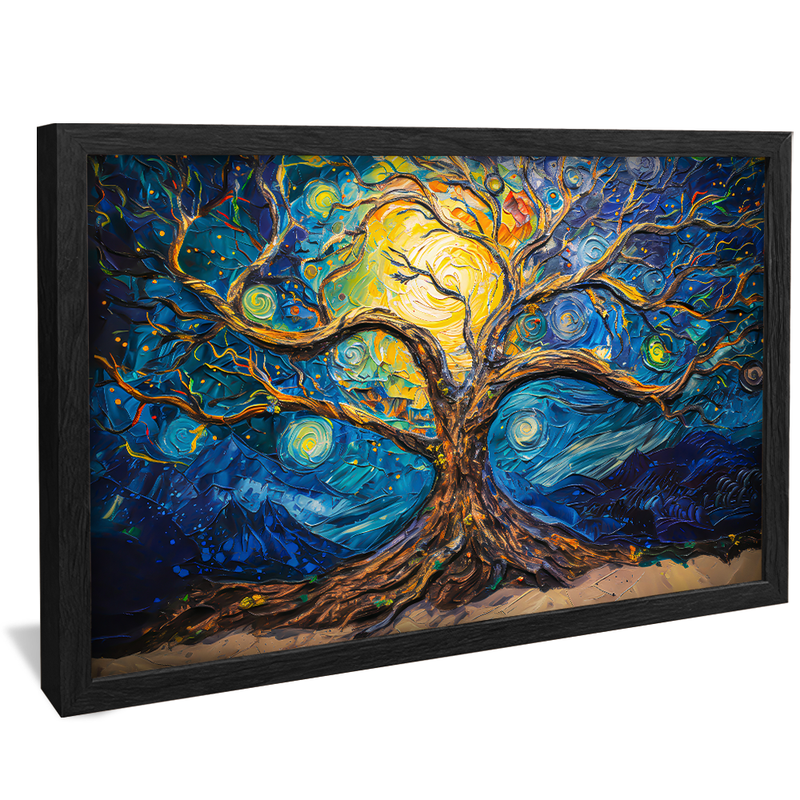 Abstract Tree against Moonlight V1260 Canvas