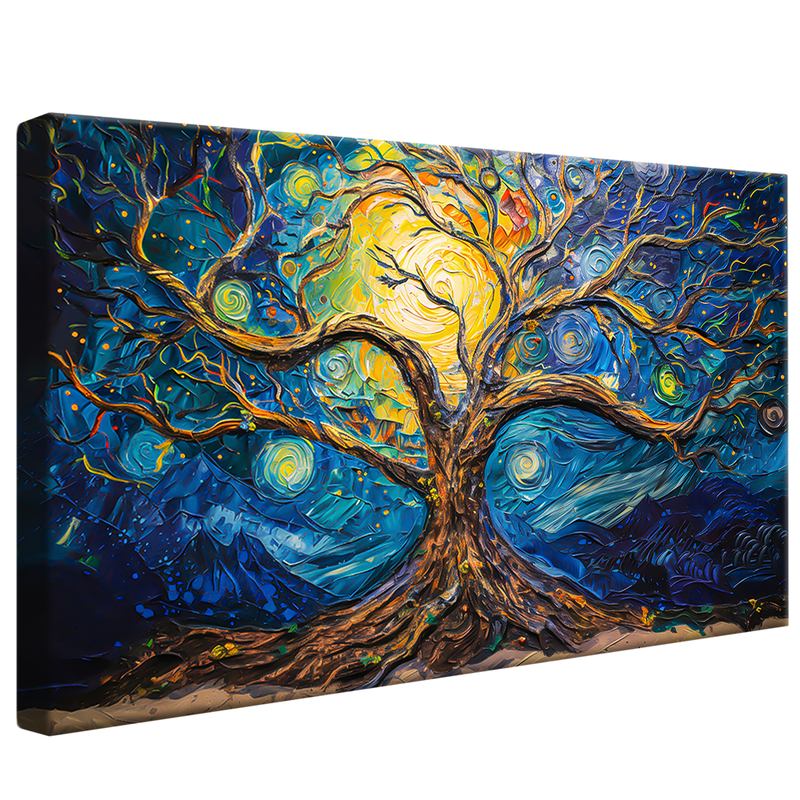 Abstract Tree against Moonlight V1260 Canvas