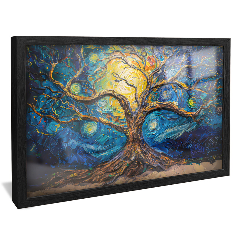 Abstract Tree against Moonlight V1260 Canvas