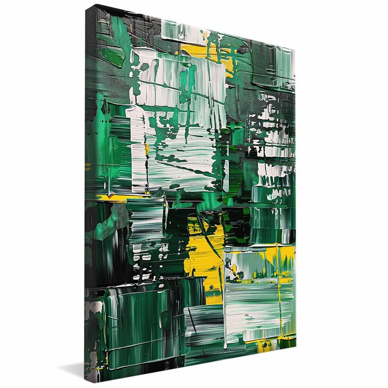 Abstract in Green Brushstrokes V1892 Canvas