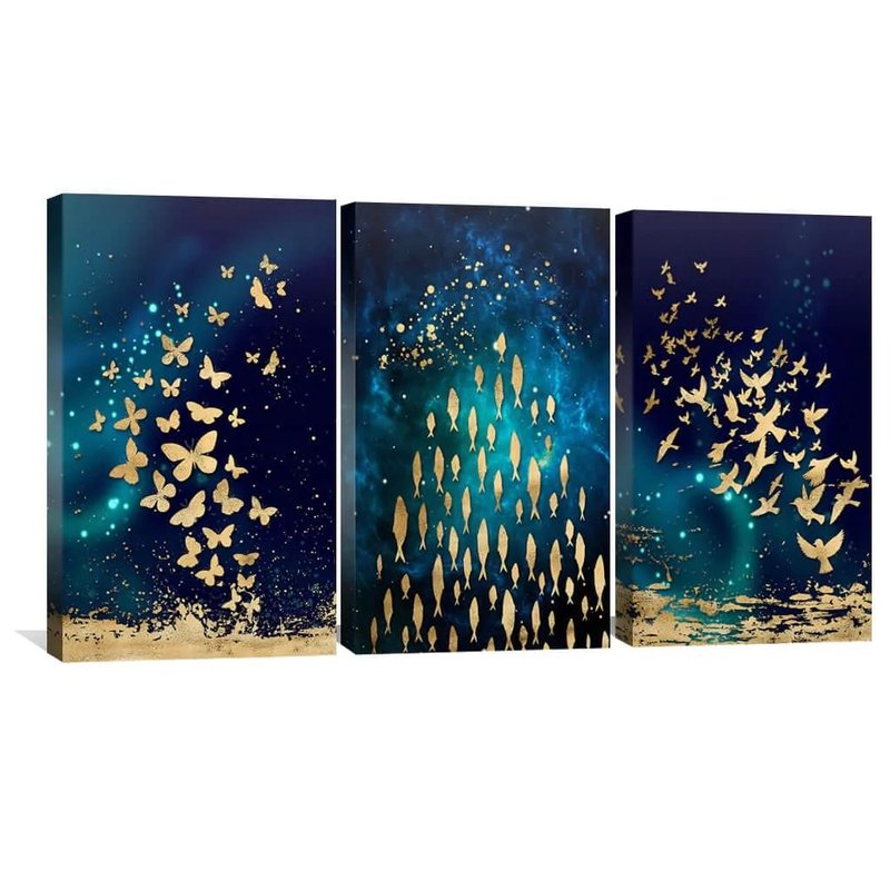 Abstract the Golden Matrix Kit 3 Canvas